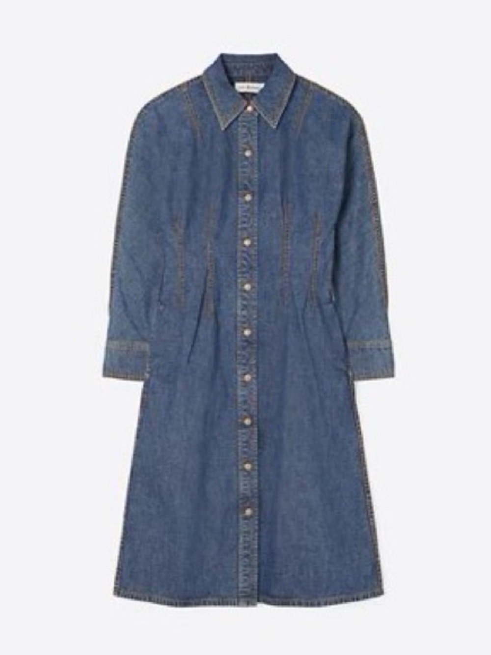 Tory Burch Denim Midi Shirt Dress Snap Front Blue Size 4
